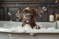 dog taking a bath, AI generated Royalty Free Stock Photo