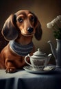 dog with tea Royalty Free Stock Photo