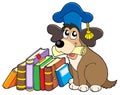 Dog teacher with books Royalty Free Stock Photo