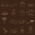 Dog theme simple outline icons set eps10