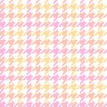 Dog tooth check pattern in pink, peach orange, yellow, white. Seamless pastel gradient hounds tooth texture for spring coat, scarf Royalty Free Stock Photo