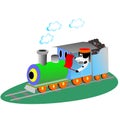 Dog and train, funny illustration, eps.