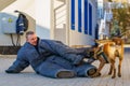 Dog training. Police dog bloodhound. Sheepdog in the service of the state. Beltsy Moldova November 25, 2021