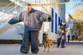 Dog training. Police dog bloodhound. Sheepdog in the service of the state. Beltsy Moldova November 25, 2021