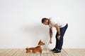 Dog training process at home Royalty Free Stock Photo