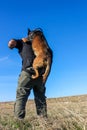 Dog Training, Show Dogs of War, to learn the human language. Dogs can follow orders well. Royalty Free Stock Photo