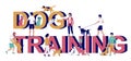 Dog training typography banner template, vector flat illustration