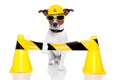 Dog under construction Royalty Free Stock Photo