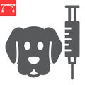 Dog vaccination glyph icon, vaccine and injection, pet vaccination vector icon, vector graphics, editable stroke solid Royalty Free Stock Photo