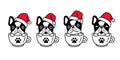 Dog vector Christmas french bulldog Santa Claus hat icon coffee cup puppy pet paw character cartoon symbol scarf illustration dood Royalty Free Stock Photo