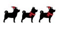 Dog vector Christmas Santa Claus icon character cartoon Xmas hat scarf logo french bulldog illustration black