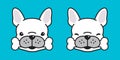 Dog vector french bulldog icon bone pug smile character cartoon illustration white Royalty Free Stock Photo