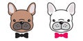 Dog vector french bulldog icon logo bow tie character cartoon illustration Royalty Free Stock Photo