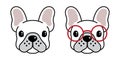 Dog vector french bulldog cartoon character pug icon logo glasses illustration symbol white