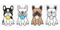Dog vector french bulldog ball cartoon character tennis baseball icon logo illustration Royalty Free Stock Photo
