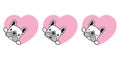 Dog vector french bulldog heart icon valentine character cartoon puppy smile logo illustration doodle white