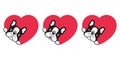 Dog vector french bulldog heart icon valentine character cartoon puppy smile logo illustration doodle black Royalty Free Stock Photo