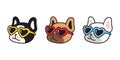 dog vector french bulldog heart sunglasses icon cartoon character puppy pet doodle symbol illustration clip art Royalty Free Stock Photo