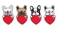 Dog vector french bulldog heart valentine hug cartoon character icon smile logo illustration