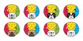 dog vector french bulldog icon afro hair rgb reggae puppy pet cartoon character face head symbol tattoo stamp scarf illustration