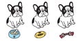 Dog vector french bulldog icon character cartoon puppy bone food bowl toy breed logo illustration doodle black