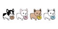 Dog vector french bulldog icon donut bone puppy eating food character cartoon pet symbol isolated tattoo stamp clip art illustrati Royalty Free Stock Photo