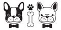 Dog vector french bulldog icon logo bow tie bone paw character cartoon illustration
