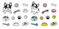 Dog vector french bulldog icon paw bone food bowl ball toy footprint cartoon character illustration doodle Royalty Free Stock Photo