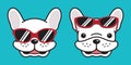 Dog vector french bulldog icon smile red sunglasses cartoon character illustration white Royalty Free Stock Photo