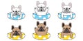 Dog vector french bulldog icon swimming ring pool cartoon character symbol doodle illustration design Royalty Free Stock Photo