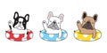 Dog vector french bulldog icon swimming ring pool character cartoon symbol doodle illustration design