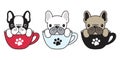 Dog vector french bulldog pug cartoon character illustration dog bone coffee cup