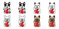 dog vector french bulldog valentine heart icon lucky cat manekineko cartoon character puppy pet doodle symbol tattoo illustration