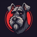 Schnauzer Head Logo Vector Illustration - Dark Gray And Crimson