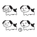 dog vector icon walking running puppy toy pet food bone cartoon character symbol tattoo stamp scarf illustration