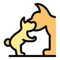 Dog walk family icon vector flat