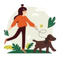 Dog walker or sitter illustration Royalty Free Stock Photo