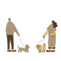 Dog walking. Human person with dog. Vector design