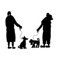 Dog walking. Human person with dog. Vector design