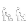 Dog walking icon set. Dog on a leash sign. Vector isolated illustration Royalty Free Stock Photo