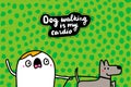 Dog walking is my cardio hand drawn vector illustration in cartoon comic style man running