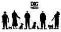 Dog walking. Human rerson with dog. Vector design
