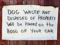 Dog waste warning sign