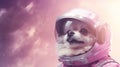 Dog Wearing An Astronaut Suit Aiming For The Stars Pastel Light Purple And Light Crimson Background Royalty Free Stock Photo
