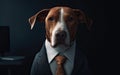 Dog wearing a business suite studio portrait.