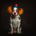 Dog Wearing Clown Suit april Mop