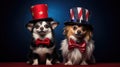 Dog wearing costume for carnival party. Cute funny puppy dogs dressed up in Halloween costumes. Humanised animals