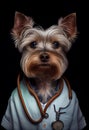 Dog wearing doctor uniform. Pet healtcare concept. Helthy animals and veterinary. Generative Ai