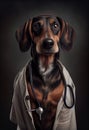 Dog wearing doctor uniform. Pet healtcare concept. Helthy animals and veterinary. Generative Ai