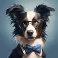 Elegantly Formal Dog Portrait In Western-style Glasses Royalty Free Stock Photo